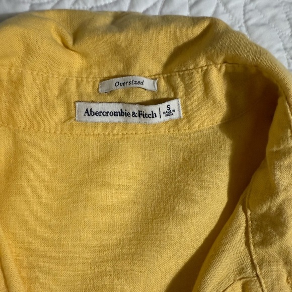 Abercrombie & Fitch Oversized Yellow Button Down Long Sleeve Sz S ! Linen/Cotton - Picture 7 of 10